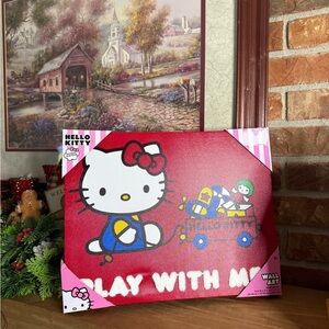 Hello Kitty Playful Wall Art - Red and Blue 14 x 11 NEW